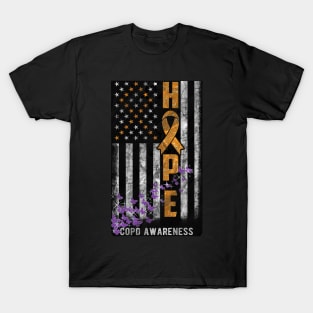 COPD Awareness Hope Flag Purple Butterflies T-Shirt